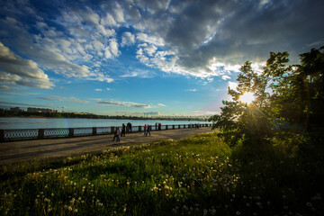 sunset over the river