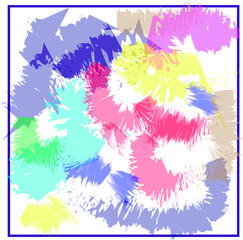 Multicolored brush strokes in a translucent square