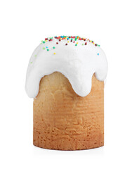 Traditional decorated Easter cake isolated on white