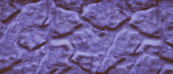 Abstract purple widescreen dark background. Stone pattern. Rough old violet wall texture