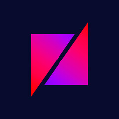 Letter N logo.Corporate creative typographic icon isolated on dark background.Geometric symbol icon for web, tech, modern company brand.Alphabet initial.Neon colors elements.Character shape.
