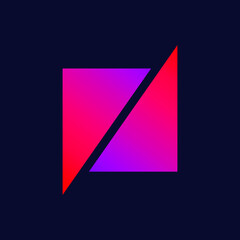 Letter N logo.Corporate creative typographic icon isolated on dark background.Geometric symbol icon for web, tech, modern company brand.Alphabet initial.Neon colors elements.Character shape.
