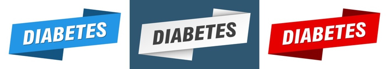 diabetes banner. diabetes ribbon label sign set