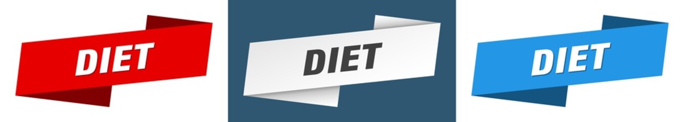 diet banner. diet ribbon label sign set