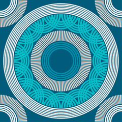 Striped circles. Polka dots seamless pattern. Mosaic of ethnic figures. Patterned texture. Geometric background. Vector illustration for web design or print.