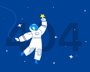 Pagina non trovata 404. Astronauta nello spazio con una stella in mano © Hurca!