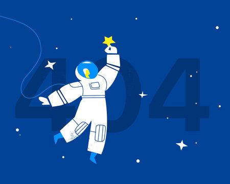 Pagina non trovata 404. Astronauta nello spazio con una stella in mano