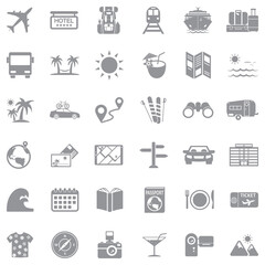 Travel Icons. Gray Flat Design. Vector Illustration.
