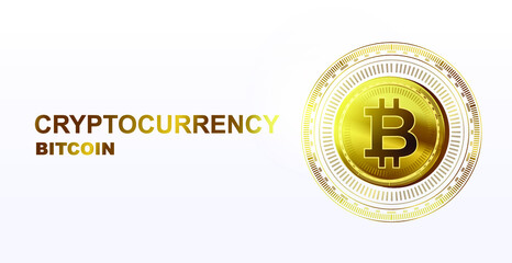 Bitcoin, electronic money. Cryptocurrency. Template for a web page. Banner, vector illustration