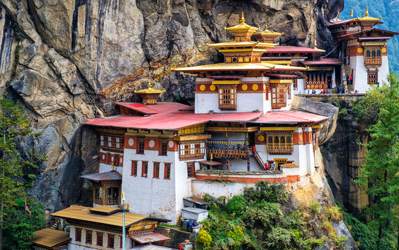 Tiger's Nest Monastery, a sacred Vajrayana Himalayan Buddhist site located in the upper Paro valley in Bhutan