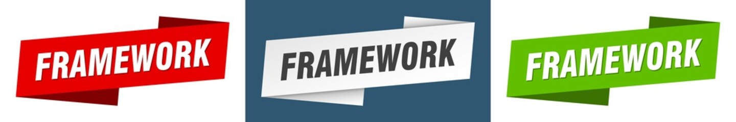framework banner. framework ribbon label sign set