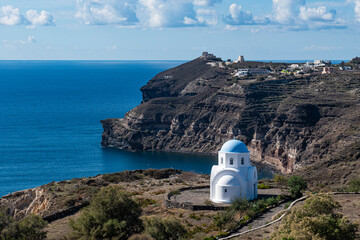 Little chapel on the south coast of Santorini, Cyclades, Greek Islands