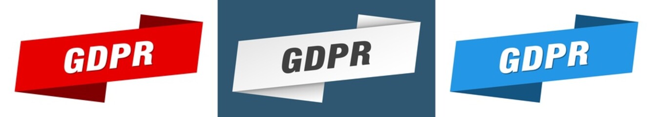 gdpr banner. gdpr ribbon label sign set