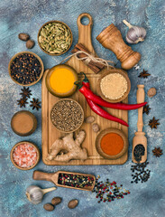 Colorful Indian cuisine ingredients
