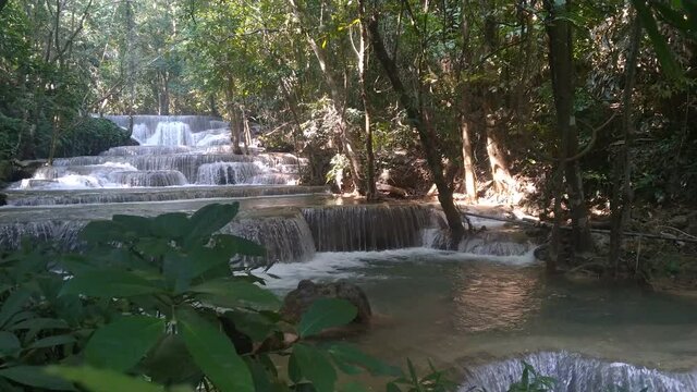 Long exposure of Green lake waterfall Chet Sao Noi Waterfall National Park Thailand