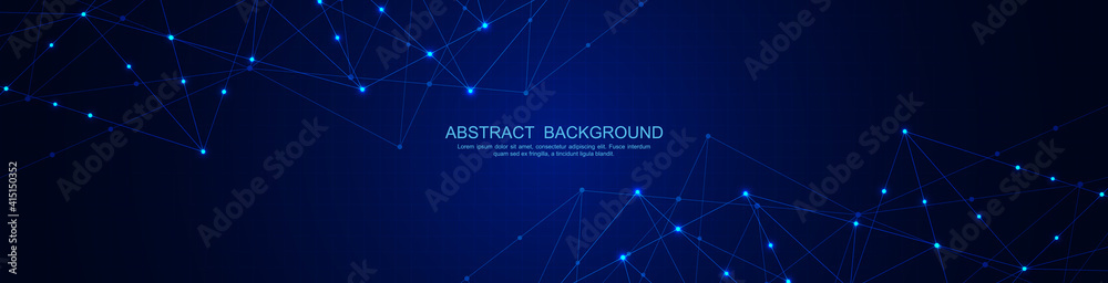 Fototapete website header or banner design with abstract polygonal background and connecting dots and lines. gl
