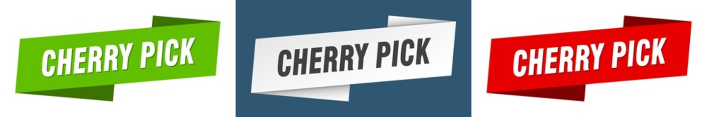 cherry pick banner. cherry pick ribbon label sign set