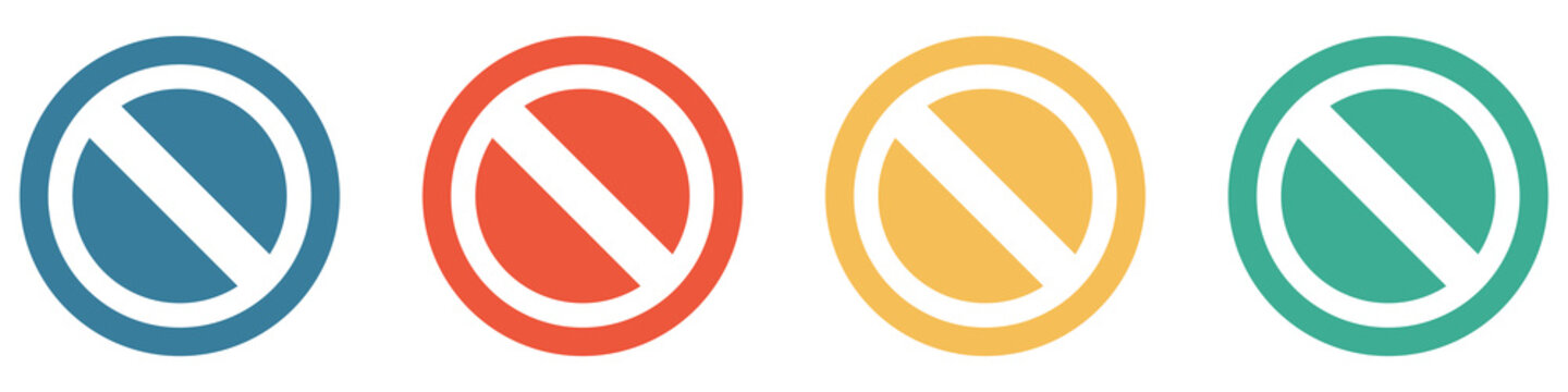 Bunter Banner mit 4 Buttons: Verbotsschild oder Verboten