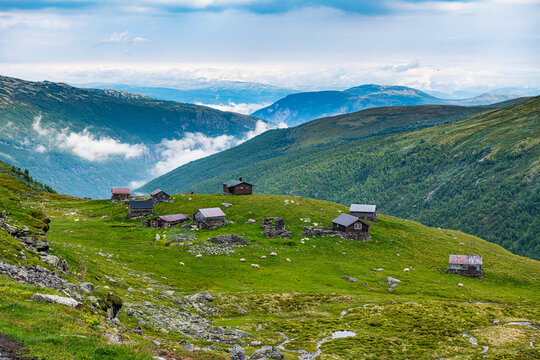 Mountain village in the Aurland plateau, Aurland