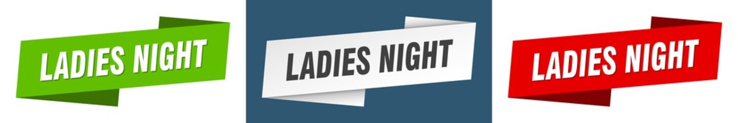 ladies night banner. ladies night ribbon label sign set