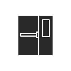 View closed entrance doors color line icon. Isolated vector element.