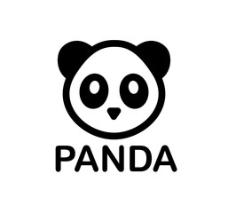 Panda bear vector icon or logo isolated on white background.