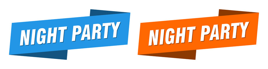 night party banner. night party ribbon label sign set