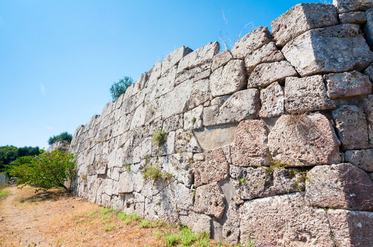 City ramparts of Roman town of Cosa, Ansedonia, Grosseto province, Maremma, Tuscany