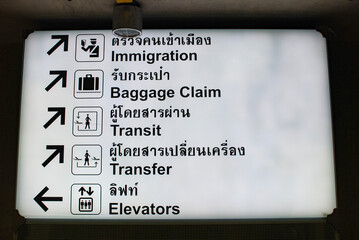 カンボジアの空港のクメール語の案内看板