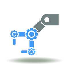 Mechanical robotic industry AI manipulator vector icon. Automation Robotics Production Industry 4.0 Technology Symbol.