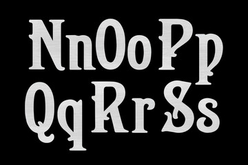 Western retro Latin alphabet. Wooden ABC isolated. Part 3