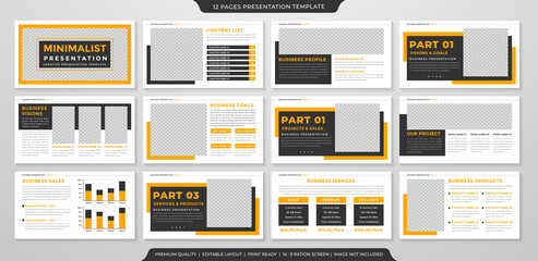 business presentation template design with minimalist style use for business portfolio and annual report - obrazy, fototapety, plakaty