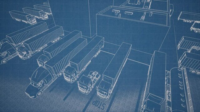 Drawing scheme Large logistics park Construction business concept 4k