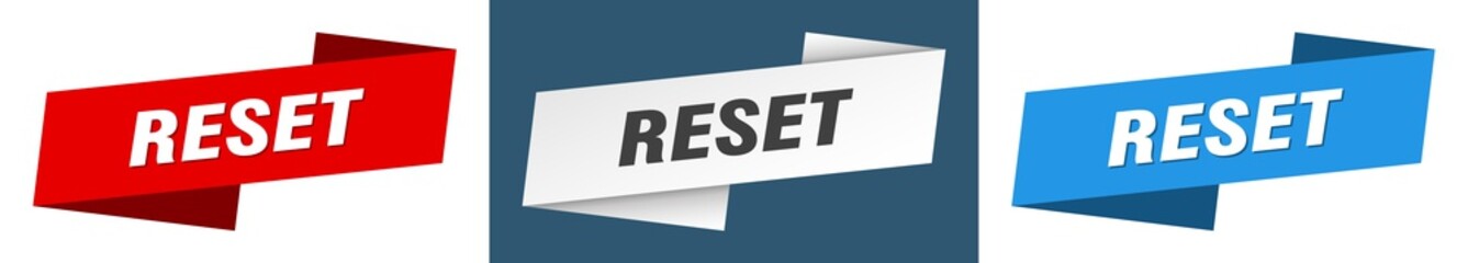 reset banner. reset ribbon label sign set