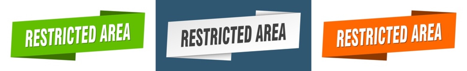 restricted area banner. restricted area ribbon label sign set