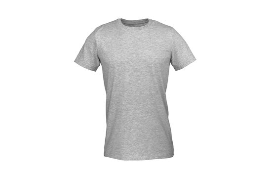 Men’s Heather Grey Short Sleeve Shirt T-shirt with Set In Sleeve. Isolated on a White Background for own brand personalisation. Shot on a medium sized Male Ghost Mannequin. T-Shirt Mockup, Template.