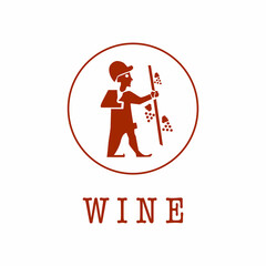 vineyard, winery vector logo design template. harvest, crop, farming icon and human figure holding grapes