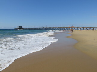 the Balboa Pier in Newport Beach in Orange County in California in the month of October, USA
