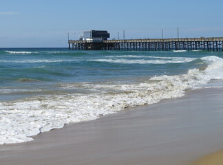 the Balboa Pier in Newport Beach in Orange County in California in the month of October, USA