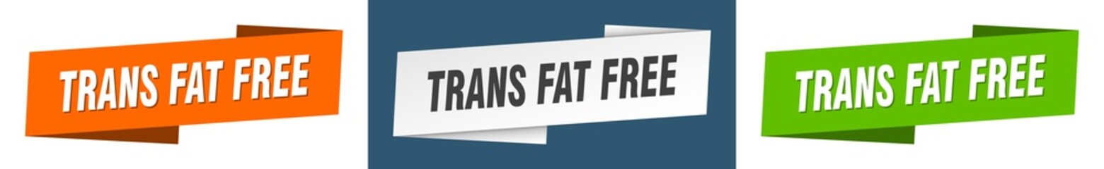 trans fat free banner. trans fat free ribbon label sign set