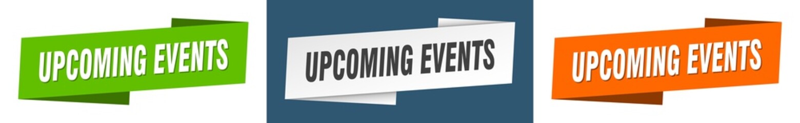 upcoming events banner. upcoming events ribbon label sign set