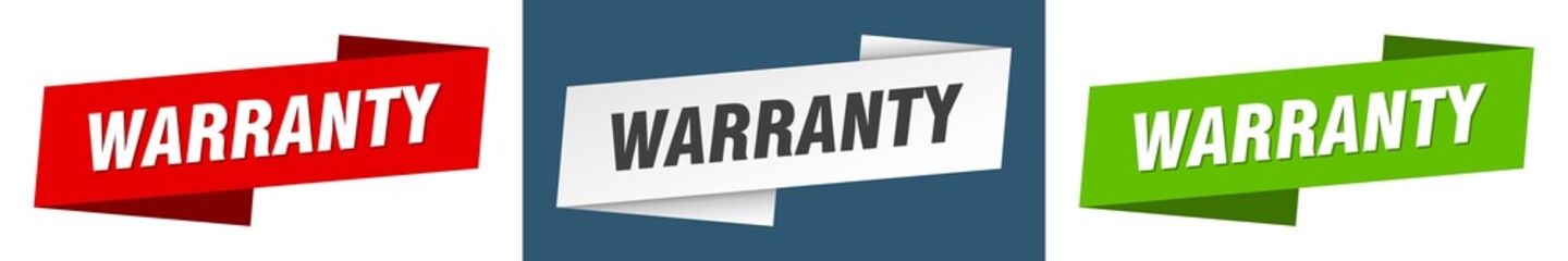 warranty banner. warranty ribbon label sign set