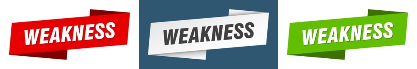 weakness banner. weakness ribbon label sign set