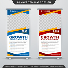 business roll up banner template design with modern layout use for business product presentation