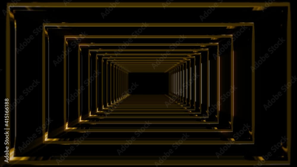 Sticker abstract background 3d animation moving through a tunnel formed by shiny structures loop