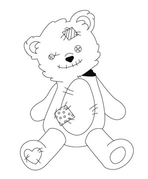 B&W broken teddy bear