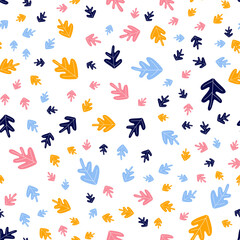 Seamless forest pattern with abstract autumn leaves. Fall background. Vector wallpaper. bright