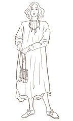 Fashion line art for young women