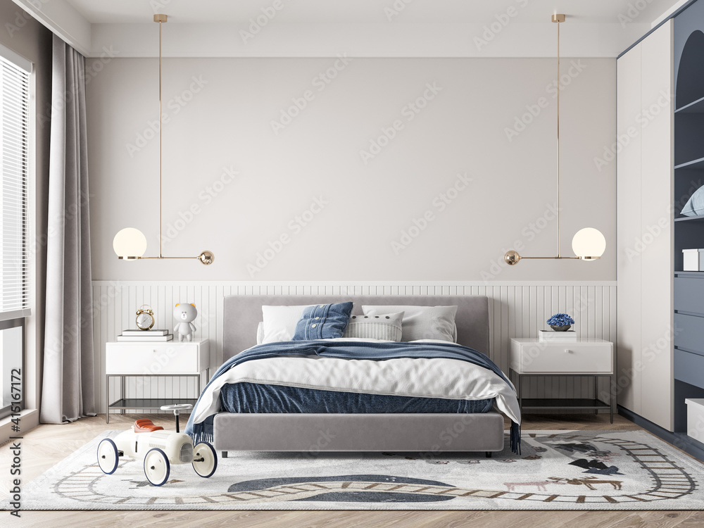 Poster interior bedroom wall mockup