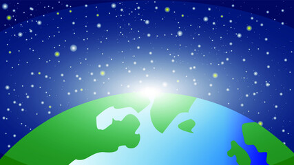 Space vector background , The earth reflects sunshine in space